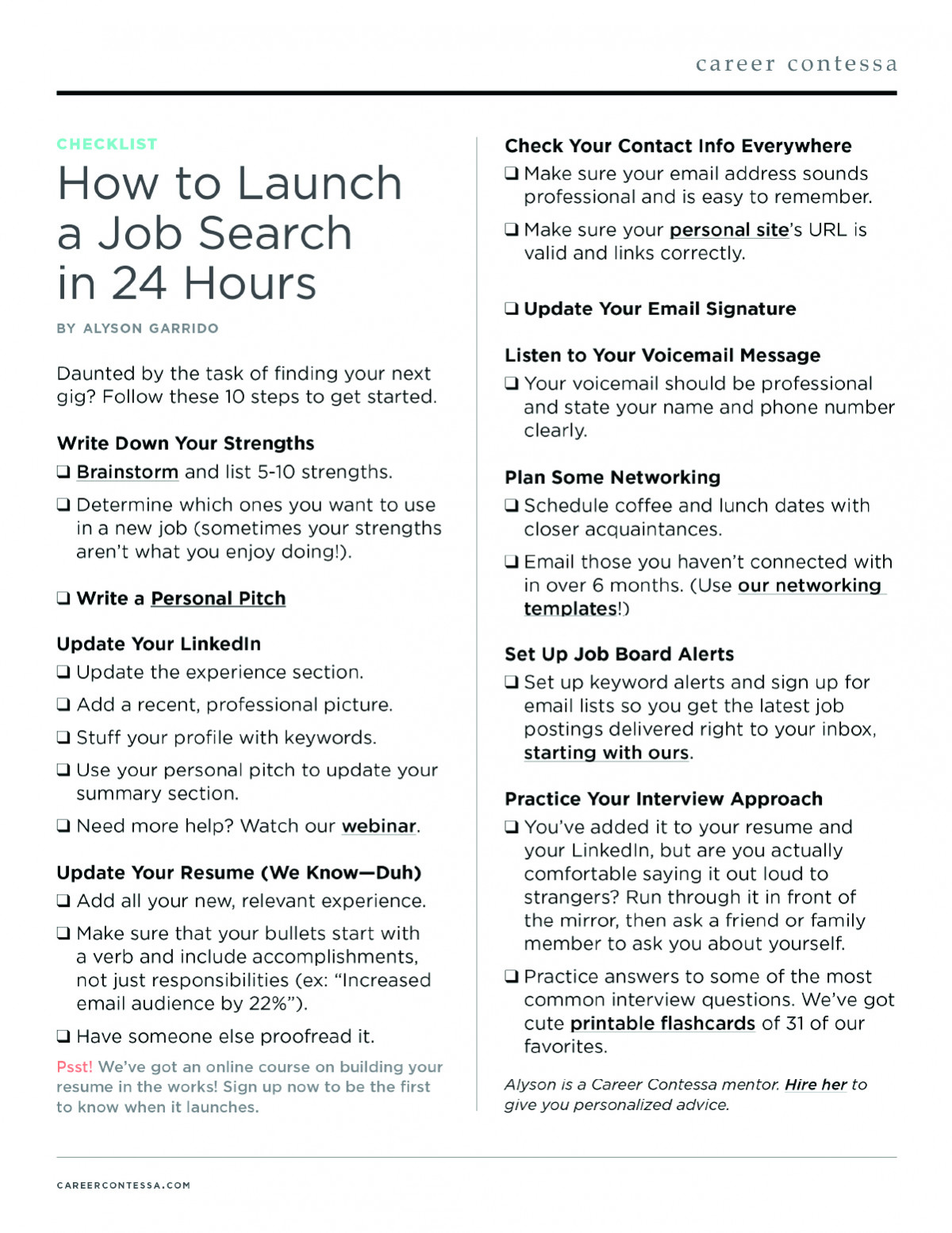 job search checklist