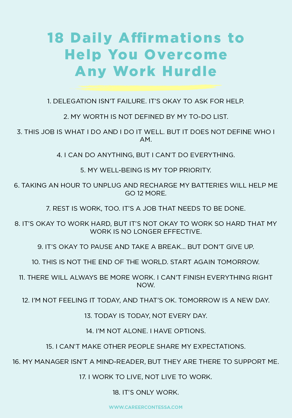 daily affirmations for work stress